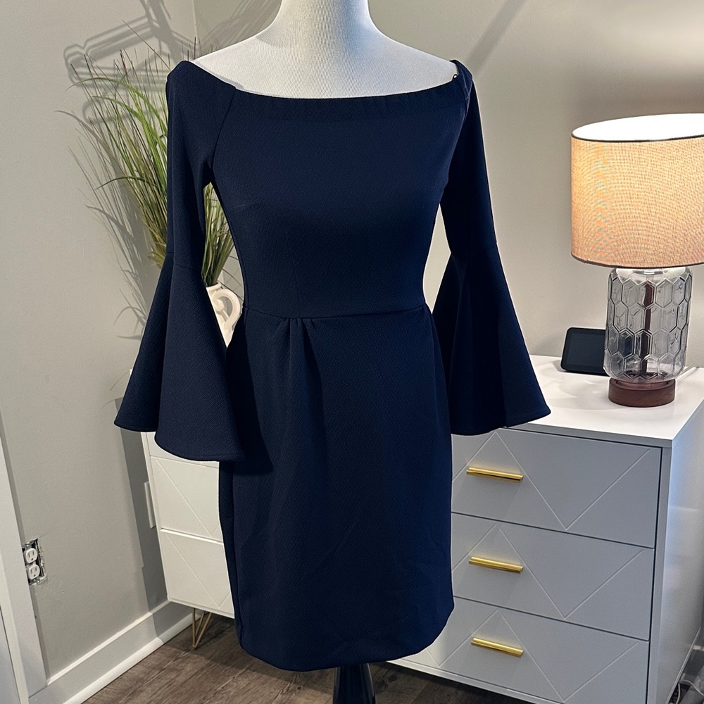 Trina Turk Midnight Blue Flared Sleeve Dress